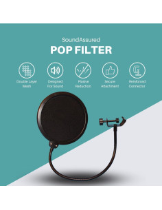 Filtro Pop Antiviento para Micrófono de Estudio 15.2 cm 2