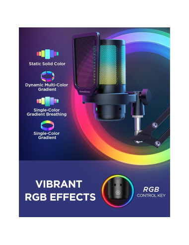 Micrófono USB InnoGear CM38X para Gaming con RGB y Soporte