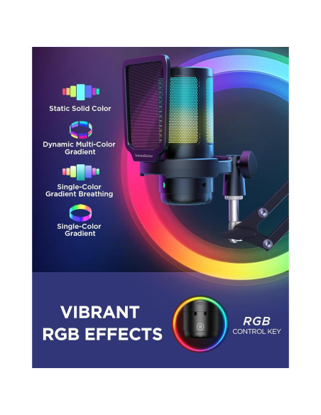 Micrófono USB InnoGear CM38X para Gaming con RGB y Soporte