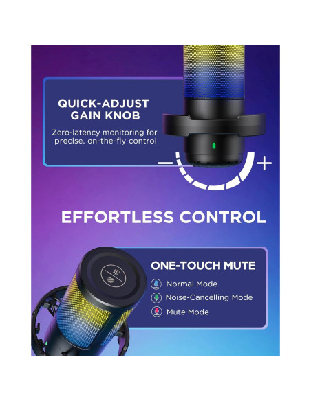 Micrófono USB InnoGear CM38X para Gaming con RGB y Soporte
