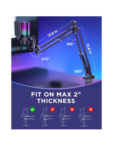 Micrófono USB InnoGear CM38X para Gaming con RGB y Soporte