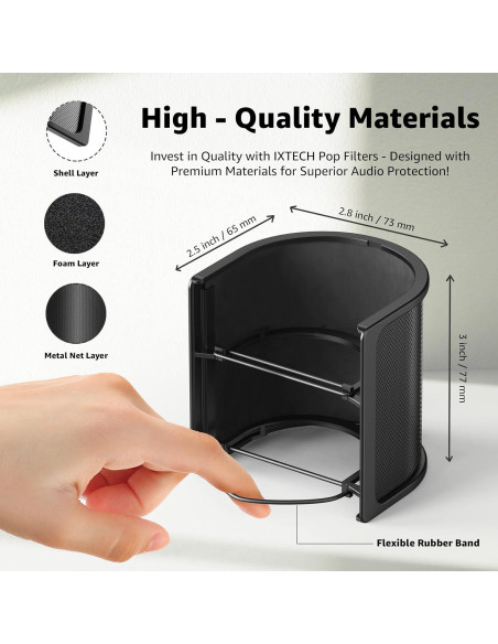Filtro Antipop IXTECH para Micrófono 45-63mm, 3 Capas