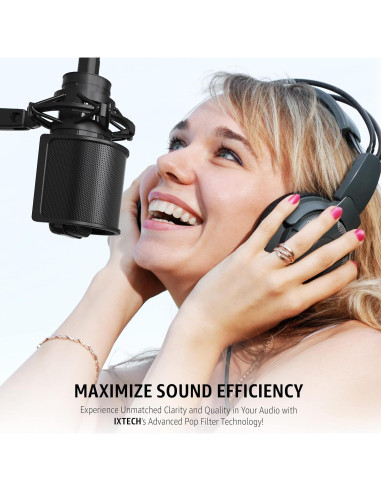 Filtro Antipop IXTECH para Micrófono 45-63mm, 3 Capas