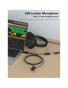 Micrófono Lavalier USB MillSO Omnidireccional 2M para Laptop 2