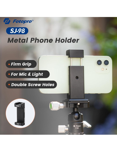Soporte de trípode para teléfono Fotopro SJ-98 Metal Negro