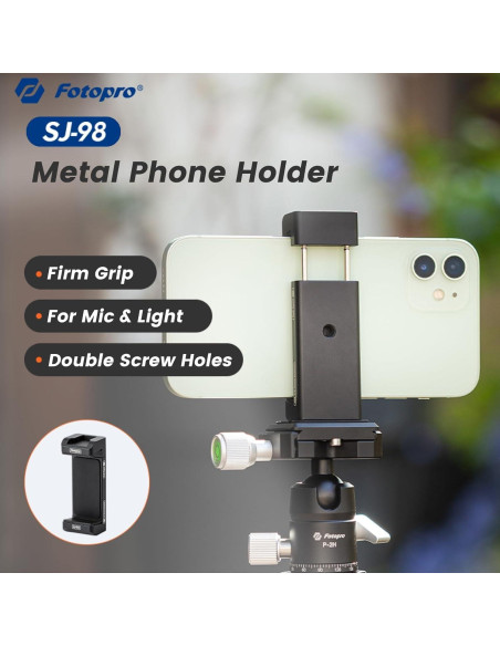 Soporte de trípode para teléfono Fotopro SJ-98 Metal Negro