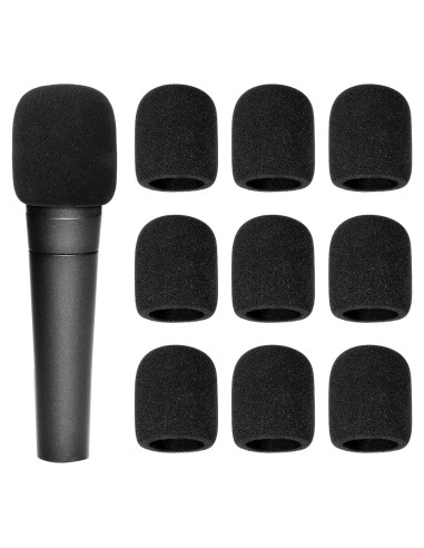 10 Fundas de Micrófono de Espuma Negra EVA 7x6 cm