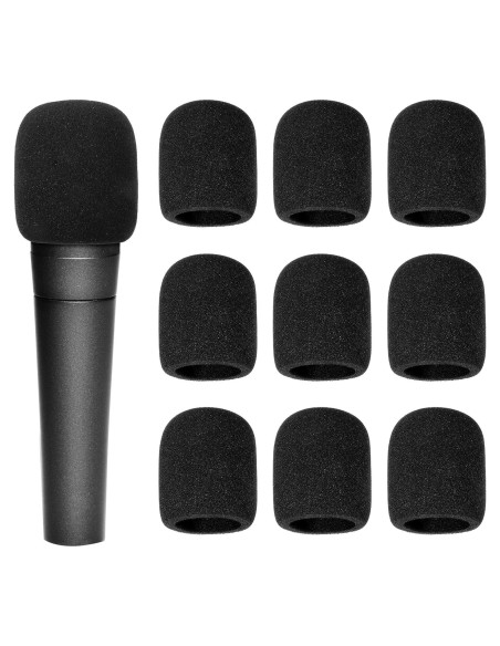 10 Fundas de Micrófono de Espuma Negra EVA 7x6 cm