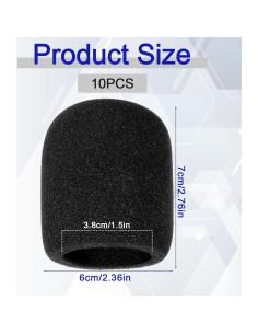 10 Fundas de Micrófono de Espuma Negra EVA 7x6 cm 2