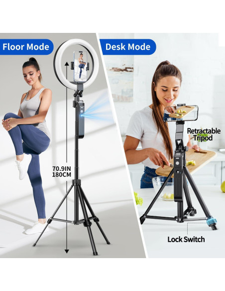 Trípode Inteligente yAyusi con Luz Anular 10" y Seguimiento AI