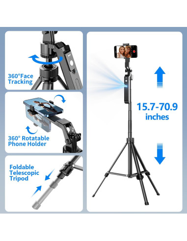 Trípode Inteligente yAyusi con Luz Anular 10" y Seguimiento AI