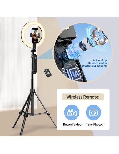 Trípode Inteligente yAyusi con Luz Anular 10" y Seguimiento AI