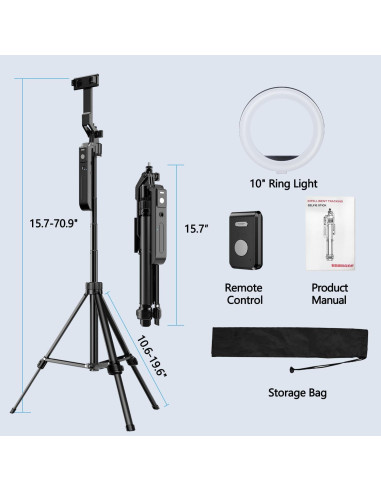 Trípode Inteligente yAyusi con Luz Anular 10" y Seguimiento AI