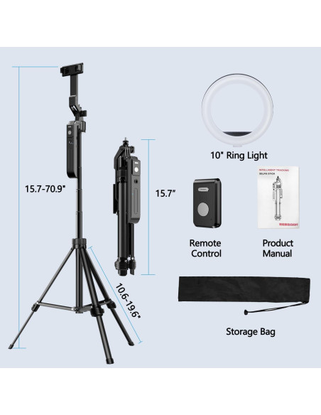 Trípode Inteligente yAyusi con Luz Anular 10" y Seguimiento AI