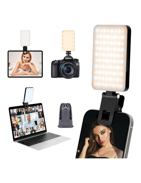 Luz Selfie LED RealPlus Clip On 80 LEDs 2000mAh Negro