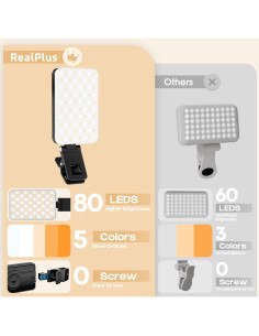Luz Selfie LED RealPlus Clip On 80 LEDs 2000mAh Negro 2