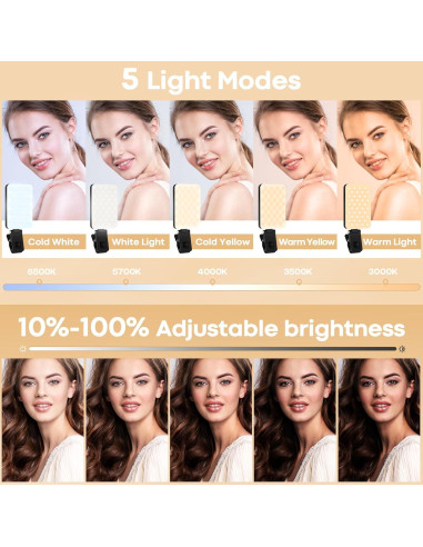 Luz Selfie LED RealPlus Clip On 80 LEDs 2000mAh Negro