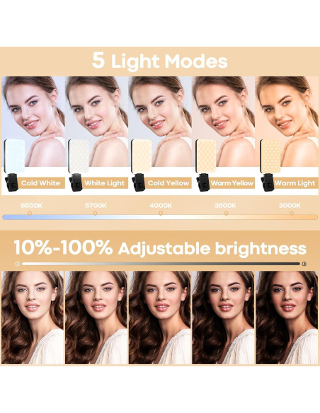 Luz Selfie LED RealPlus Clip On 80 LEDs 2000mAh Negro