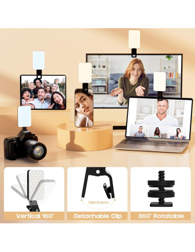 Luz Selfie LED RealPlus Clip On 80 LEDs 2000mAh Negro