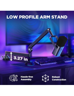 Brazo de Micrófono InnoGear MU-LP26 Ajustable con 2 Cables XLR 1.8m 2