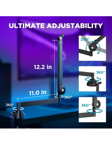 Brazo de Micrófono InnoGear MU-LP26 Ajustable con 2 Cables XLR 1.8m