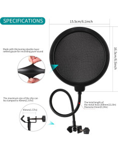 Filtro Pop Profesional para Micrófono con Soporte Gooseneck 2