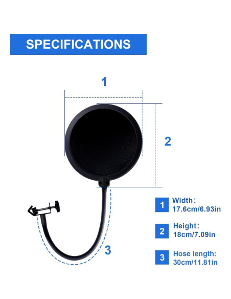 Filtro Pop Doble Capa para Micrófono Blue Yeti - YT001