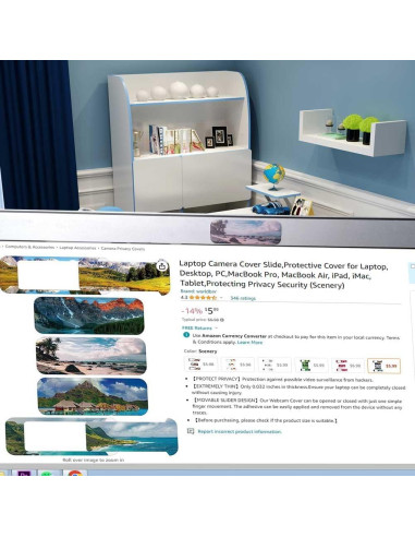 Cubierta deslizante para webcam Worldbnr - Protección de privacidad