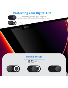 Cubierta de Webcam Deslizante JiSiTeCai Metal Negro - Paquete de 2 2