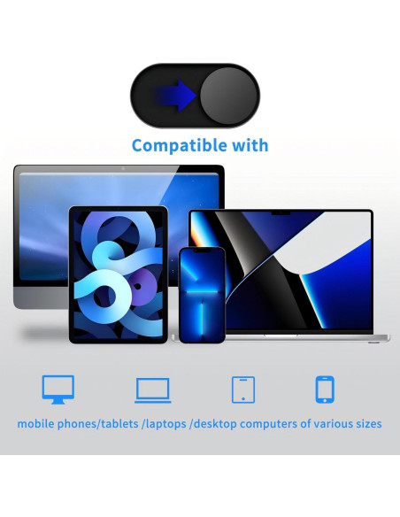 Cubierta de Webcam Deslizante JiSiTeCai Metal Negro - Paquete de 2