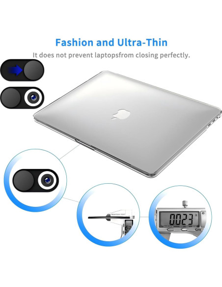 Cubierta de Webcam Deslizante JiSiTeCai Metal Negro - Paquete de 2