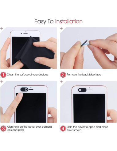 Cubierta de Webcam Deslizante SIREG - 6 Unidades Rosa y Negra