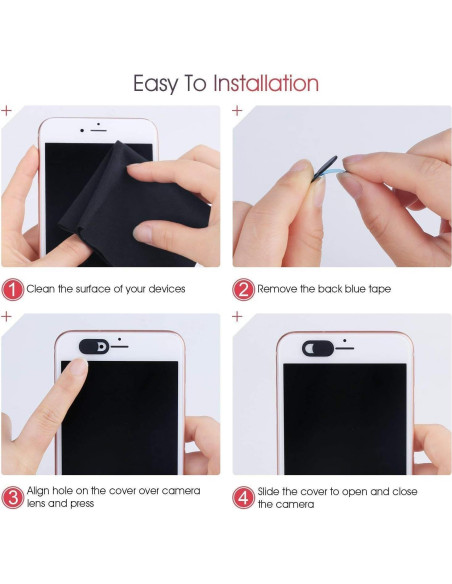 Cubierta de Webcam Deslizante SIREG - 6 Unidades Rosa y Negra