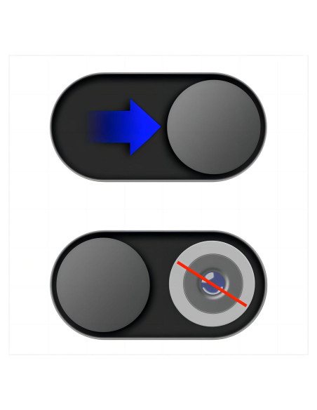 Cubierta de Webcam Deslizante JiSiTeCai Metal Negro - Paquete de 3