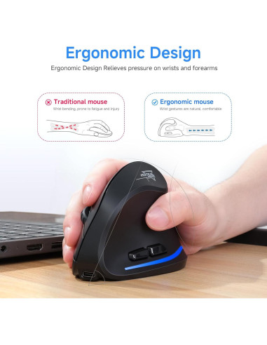 Mouse Inalámbrico Ergonómico ECHTPower F35B Vertical Bluetooth