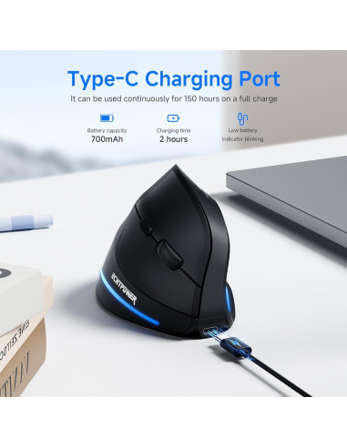 Mouse Inalámbrico Ergonómico ECHTPower F35B Vertical Bluetooth