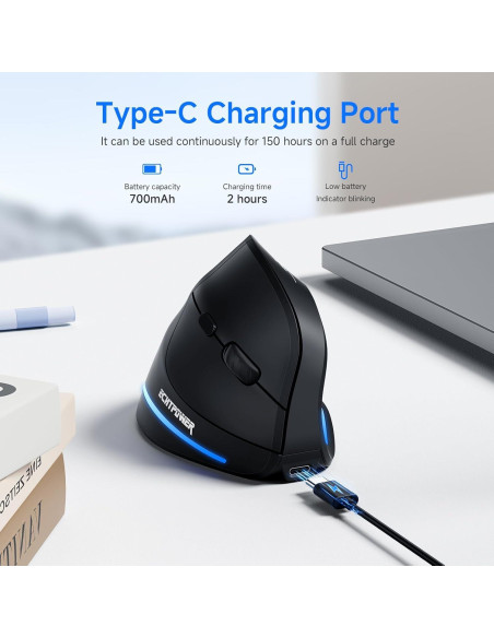 Mouse Inalámbrico Ergonómico ECHTPower F35B Vertical Bluetooth