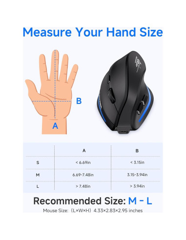 Mouse Inalámbrico Ergonómico ECHTPower F35B Vertical Bluetooth