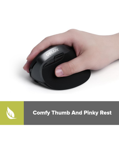 DeLUX Ratón Vertical Inalámbrico Ergonómico 4000 DPI Gris