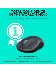 Logitech M185 Ratón Inalámbrico 2.4GHz USB Gris Rápido 2