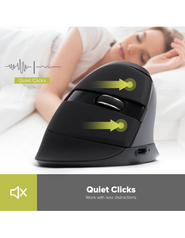 DeLUX Ratón Vertical Inalámbrico Ergonómico 4000 DPI Gris