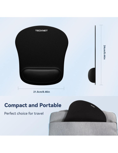 Alfombrilla de Ratón Ergonómica TECKNET con Soporte Negro