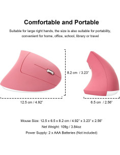 Ratón Vertical Inalámbrico Ergonómico XINGBAOKEJI Rosa 2.4G 2