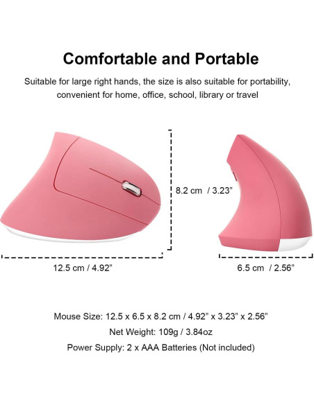 Ratón Vertical Inalámbrico Ergonómico XINGBAOKEJI Rosa 2.4G