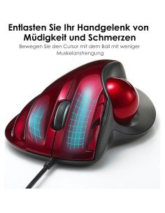 Ratón Ergonómico con Trackball Sanwa GMATB44RN, Rojo, 4 DPI 2