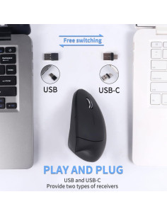 Ratón Vertical Inalámbrico Ergonómico Dtobhars 2.4GHz USB/Type-C 2