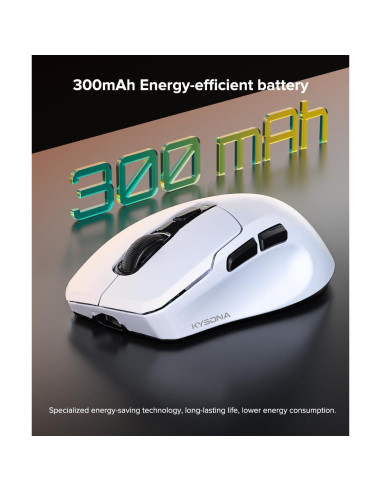 Ratón Gaming Inalámbrico KYSONA, 24000 DPI, Ergonómico, Blanco