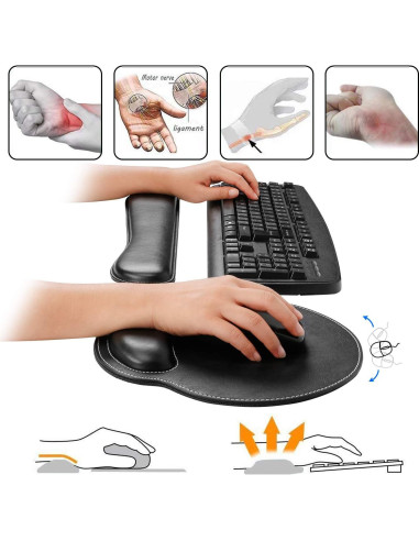 Reposamuñecas Ergonómico RICHEN PU Negro con Alfombrilla