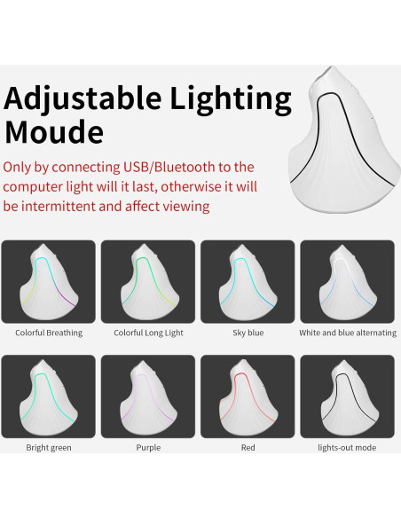 Ratón Ergonómico Inalámbrico CITLLA B310 Blanco con RGB