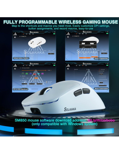 Ratón Gaming Inalámbrico SOLAKAKA SM850, 24000 DPI, 55g